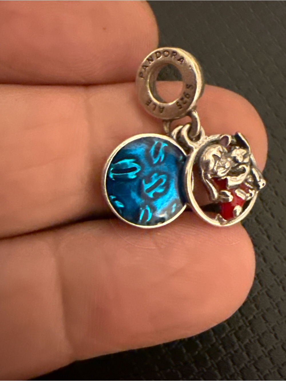 Pandora Blue and Red Cat Dangle Charm